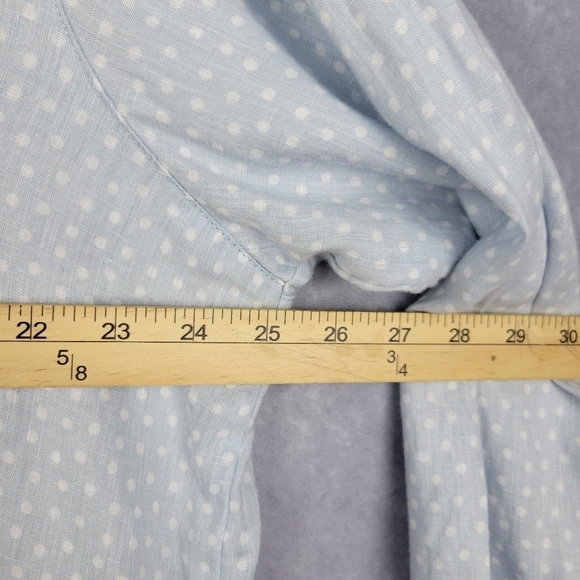 RACHEL ZOE Baby blue White Polka Dot Long Sleeve V-Neck neck Linen Top Tunic 3X‎ - Picture 9 of 11